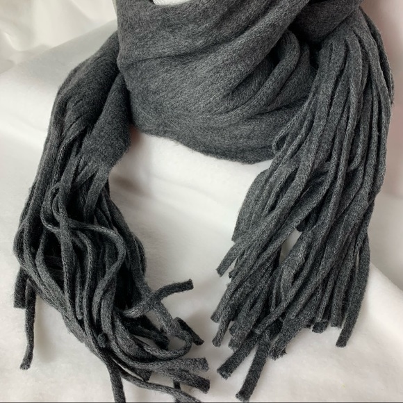 Lucky Brand Fringed Scarf Soft Brushed Gray NWT - Picture 6 of 10